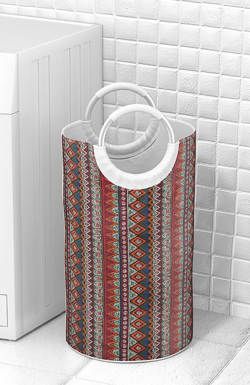 Ткань Лен, 140 г/м², 5 м x 150 см, цвет: красный, геометрический принт, TBY — картинка 7