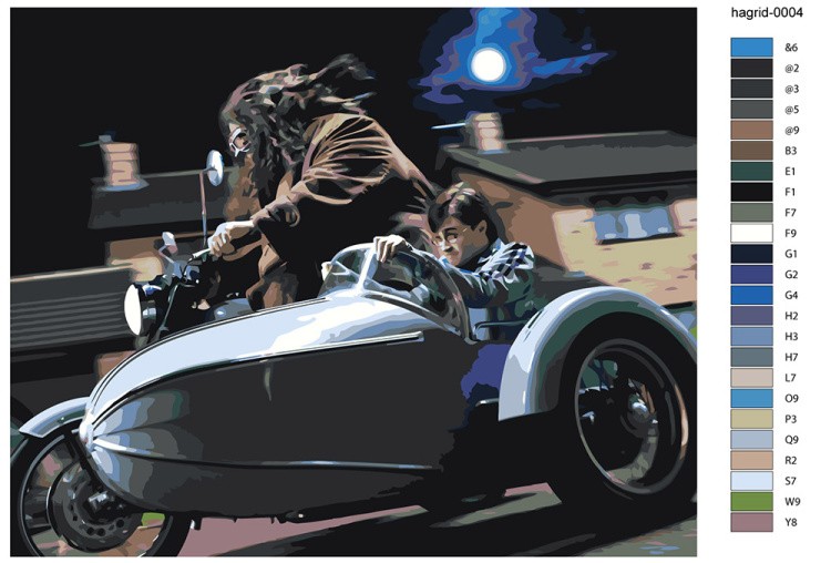 Картина по номерам «Хагрид и Гарри Поттер мотоцикл 40х50» — картинка 2