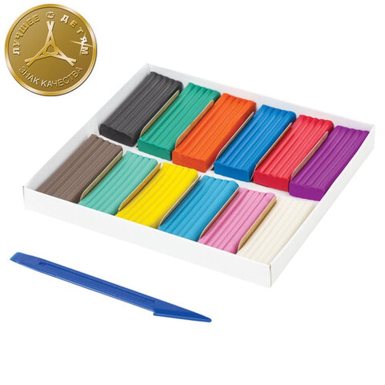 Пластилин классический Юнландия «Юный волшебник», 12 цветов, 240 г, со стеком — картинка 2