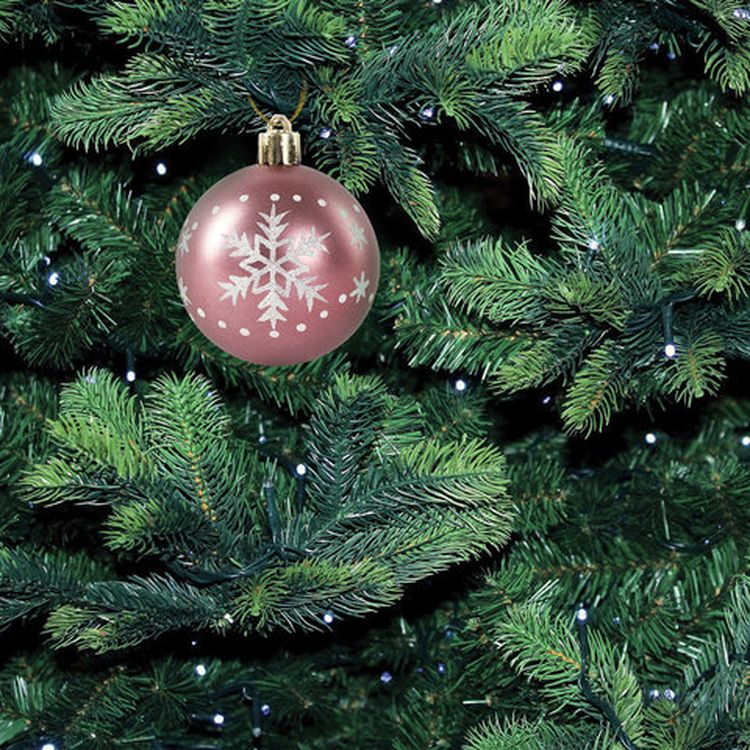 Шары елочные с узором, набор 3 шт., пластик, 6 см, цвет розовое вино, глянец — картинка 7