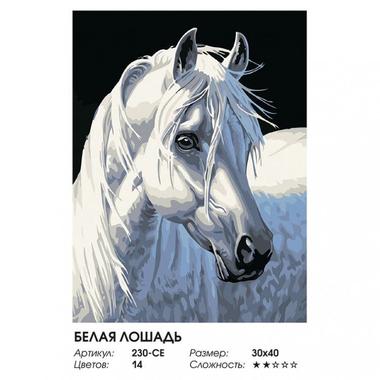 Картина по номерам «Белая лошадь» — картинка 2