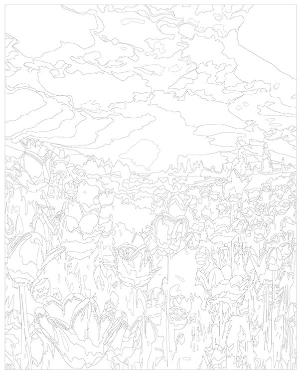 Картина по номерам «Природа: Пейзаж с полем разноцветных тюльпанов» — картинка 3