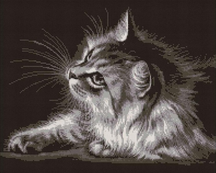 Алмазная вышивка «Серая кошка»