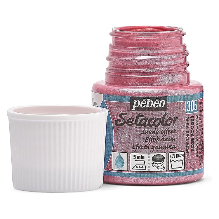 Краска для темных и светлых тканей с эффектом замши Setacolor, цвет: розовый пудровый, 45 мл, Pebeo — картинка 2