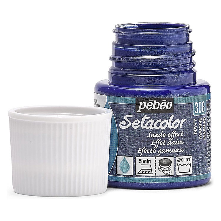 Краска для темных и светлых тканей с эффектом замши Pebeo Setacolor (синяя), 45 мл — картинка 2