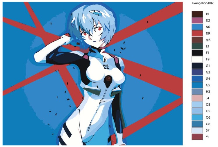 Картина по номерам «Evangelion Евангелион: Рей Аянами» — картинка 2