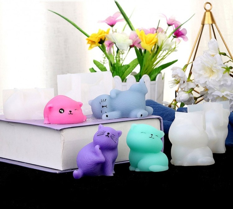 Силиконовый молд - 3D сидящий котик, 7х6 см — картинка 3