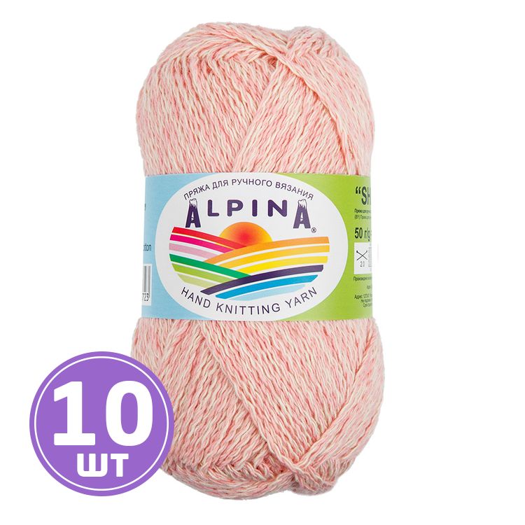 Пряжа Alpina SHEBBY (07), кремовый-коралловый, 10 шт. по 50 г