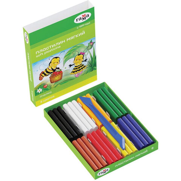 Пластилин восковой Gamma «Пчелка», 8 цветов, 120 г, со стеком — картинка 5