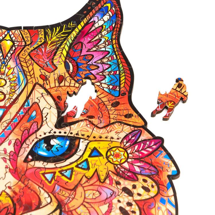 Деревянный пазл Unidragon «Нежная рысь», размер M (А4) — картинка 7