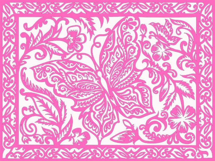 Вытынанка «Бабочка в цветах» (розовый) — картинка 4