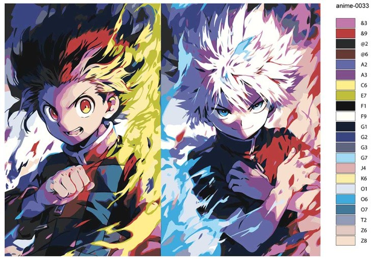 Картина по номерам «Аниме: Яркие герои - огонь и молния» — картинка 2