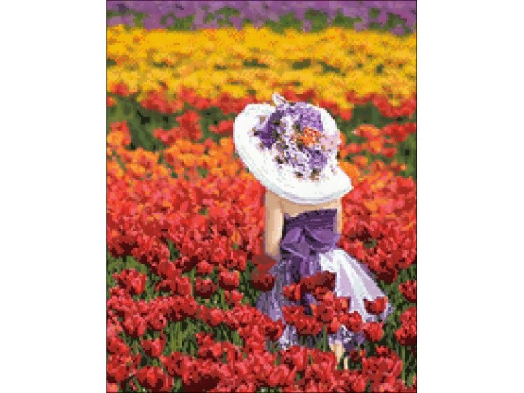 Алмазная вышивка «Девочка в тюльпанах» — картинка 2