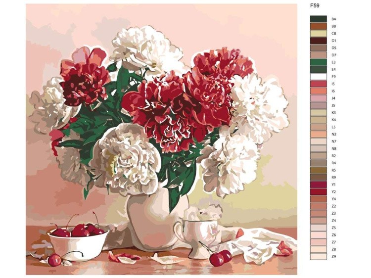 Картина по номерам «Натюрморт с пионами» — картинка 2