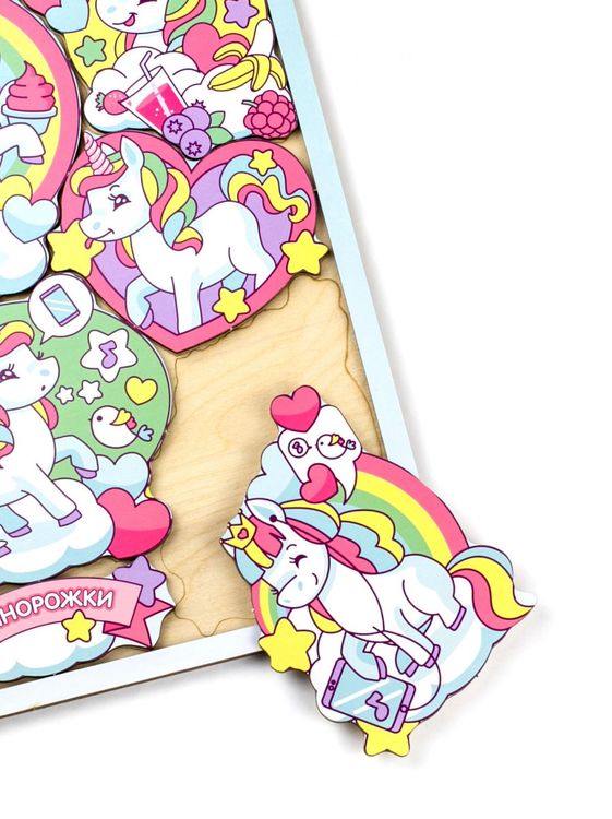 Развивающее пособие из дерева «Пазл-головоломка Единорожки» — картинка 4