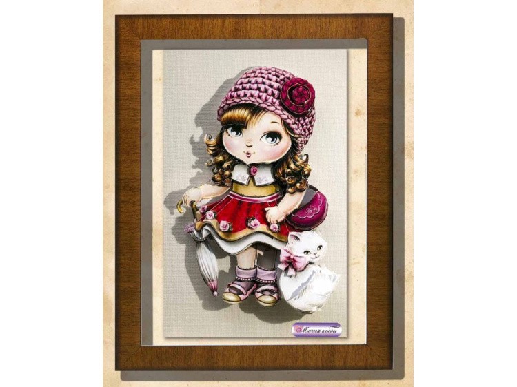 Папертоль «Брюнетка с котенком» — картинка 3