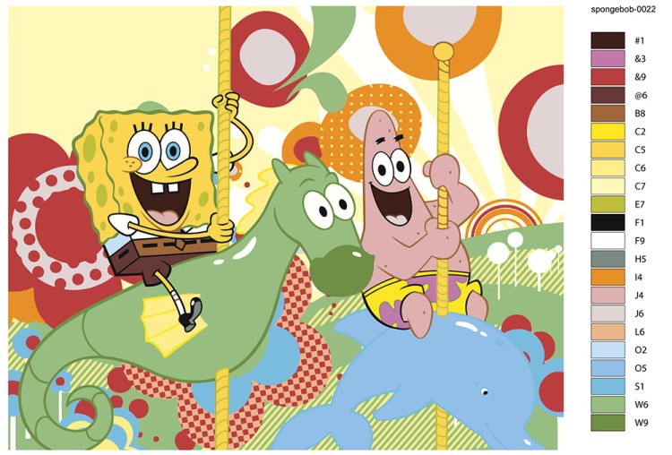 Картина по номерам «Губка Спанч Боб и Патрик на карусели» — картинка 2