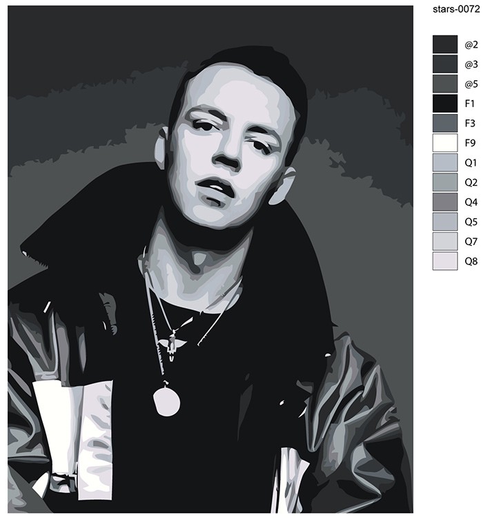 Картина по номерам «Рэпер Маркул Markul: портрет чб 40x50» — картинка 2