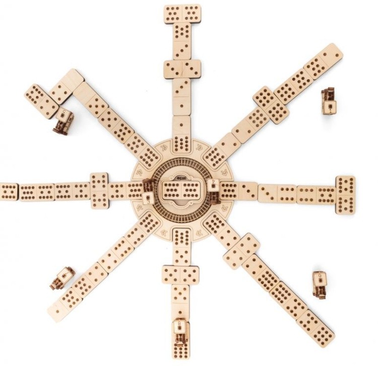 Сборная деревянная настольная игра 3D EWA Домино Мексиканский поезд — картинка 2