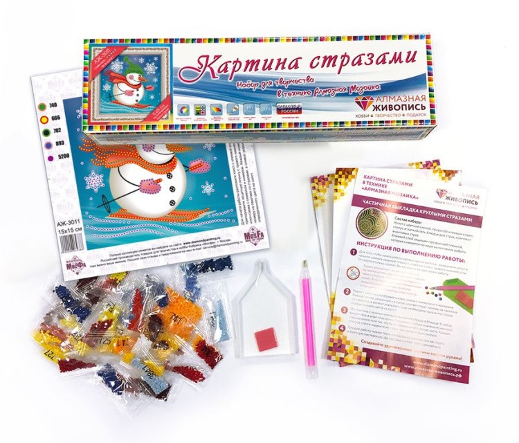 Алмазная вышивка «Снеговик лыжник» — картинка 2