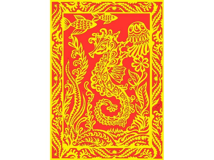 Вытынанка «Морской конек» (желтый) — картинка 3