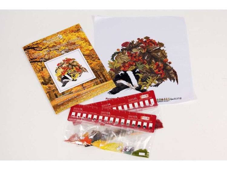 Набор вышивки бисером «Осенний барсук» — картинка 3