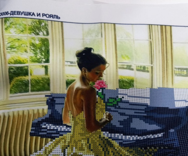 Рисунок на ткани «Девушка и рояль» — картинка 2
