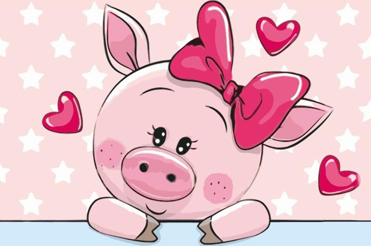 Картина по номерам «Bлюблённая свинка»
