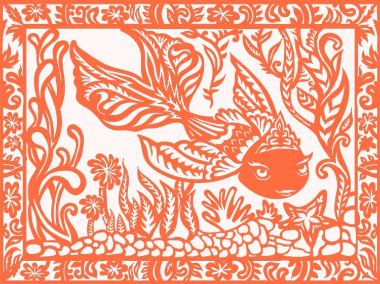 Вытынанка «Золотая рыбка» (оранжевый) — картинка 5