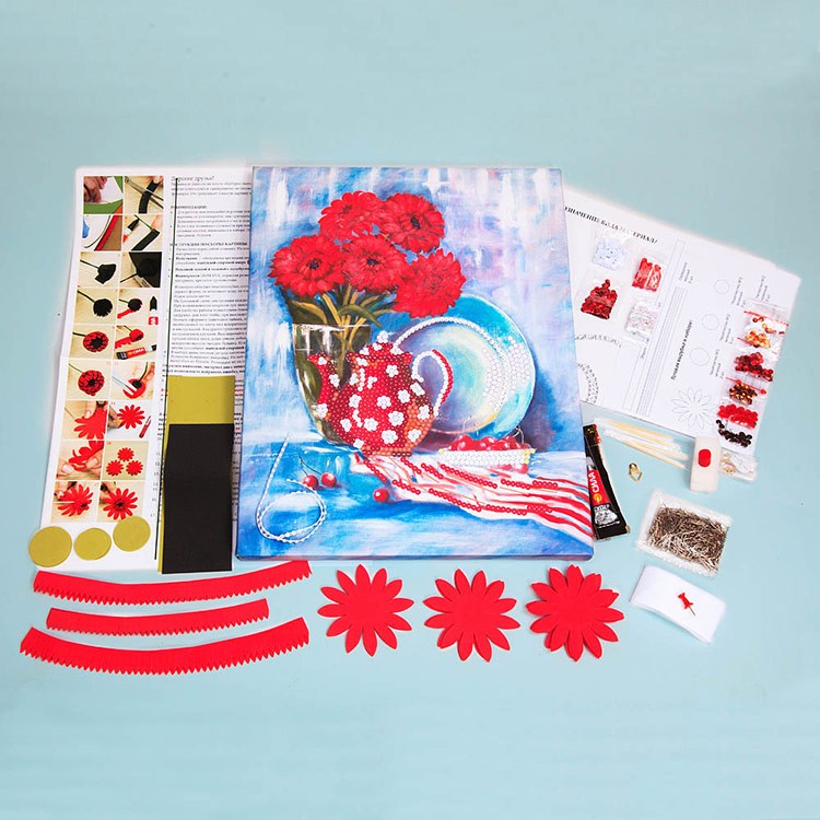 Картина на холсте из пайеток «Герберы» — картинка 2