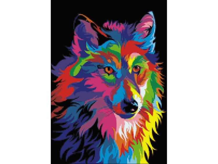 Алмазная вышивка «Радужный волк» — картинка 2