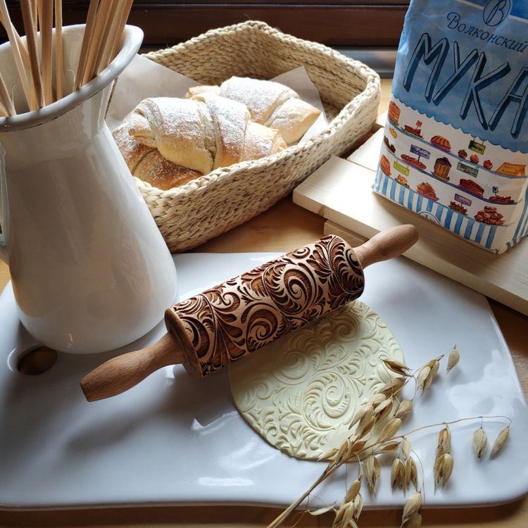 Деревянная скалка «Зимний узор», Березка — картинка 2