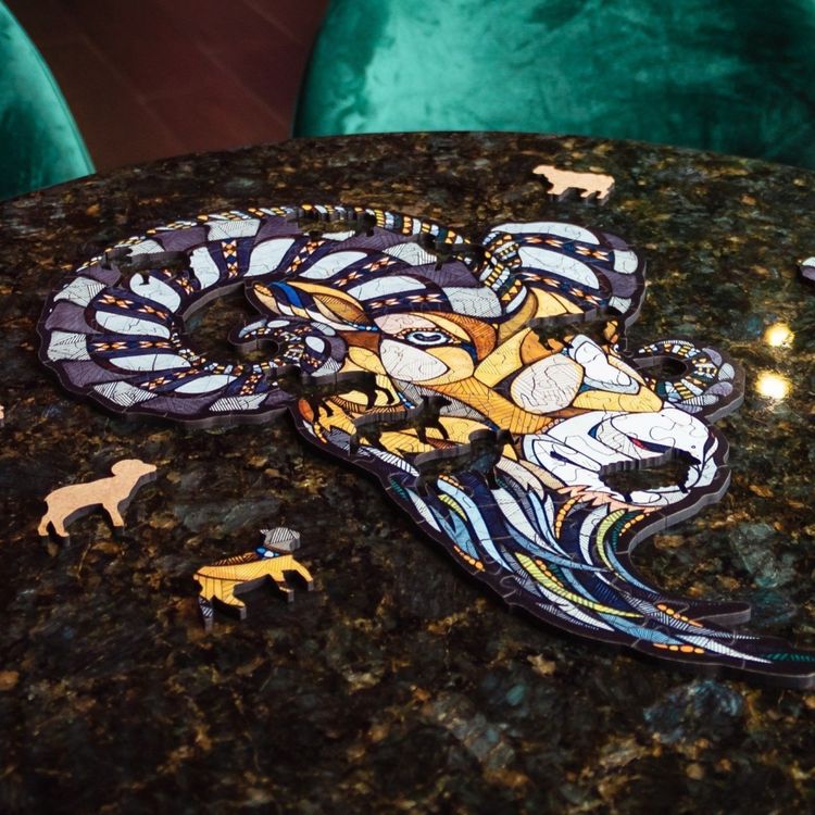 Деревянный, фигурный пазл EWA «Горный Баран L», 40x55 см — картинка 3