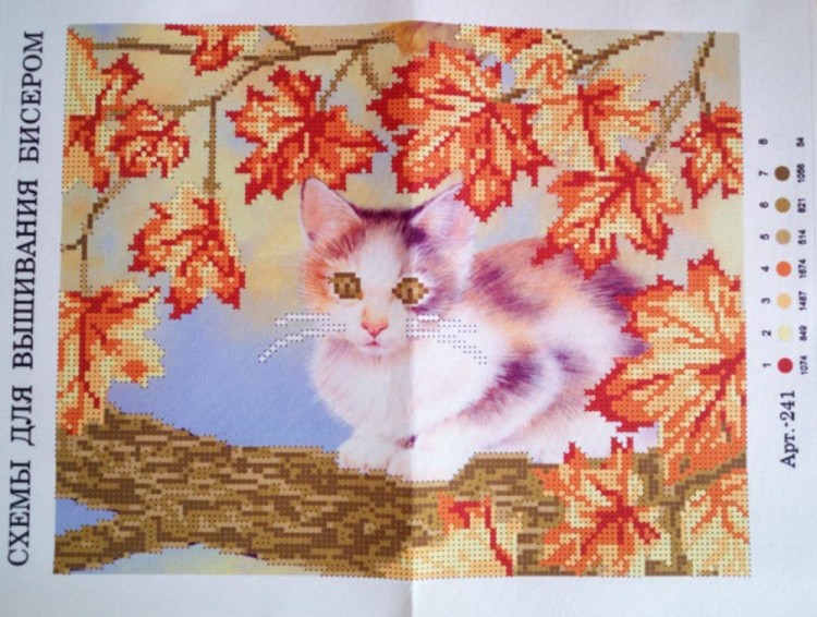 Набор вышивки бисером «Котёнок на дереве» — картинка 2