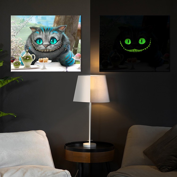 Картина по номерам со светящейся краской «Чеширский кот» LED подсветка — картинка 4