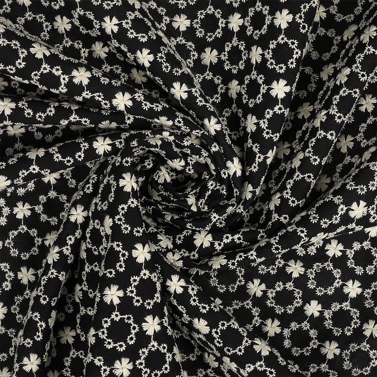 Ткань Шитье, 3 м x 150 см, 100 г/м², цвет: черный, принт, TBY