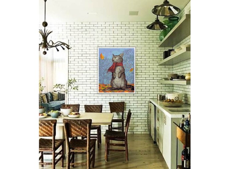 Картина по номерам «Кот в шарфе» — картинка 4