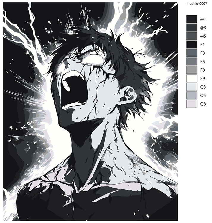 Картина по номерам «Аниме манга Магическая битва: чб арт» — картинка 2