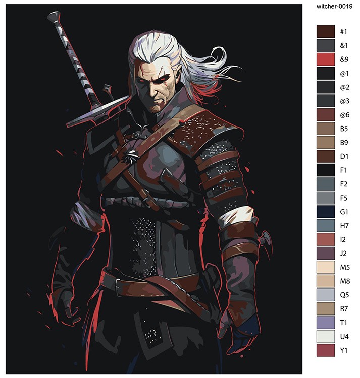 Картина по номерам «Ведьмак 3 Witcher фэнтези: Геральт Арт» — картинка 2