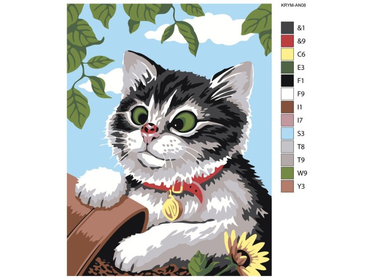 Картина по номерам «Котёнок и божья коровка» — картинка 2