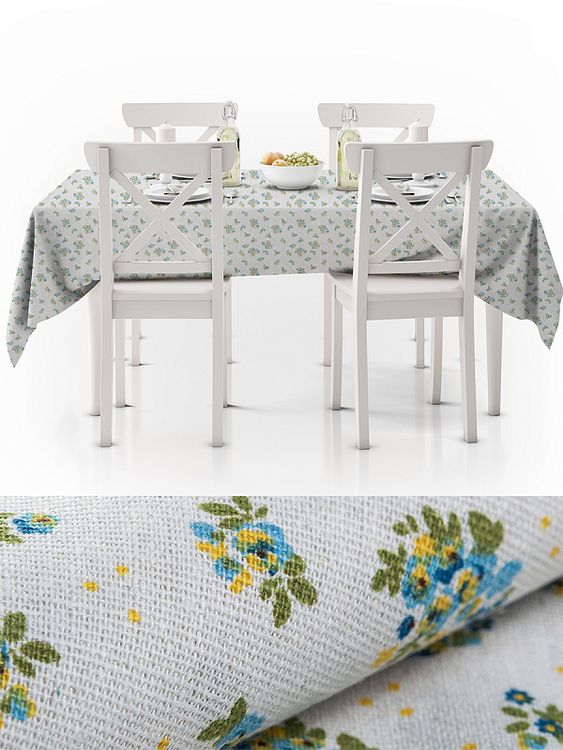 Ткань лен, 140 г/м², 30% лен, 70% хлопок, 3 м, ширина 150 см, цвет: цветочный принт, TBY — картинка 6