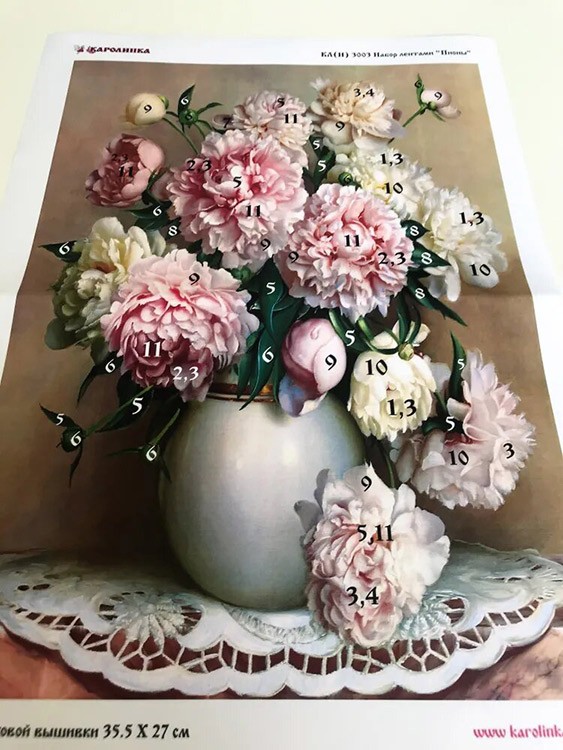 Вышивка лентами «Пионы» — картинка 5
