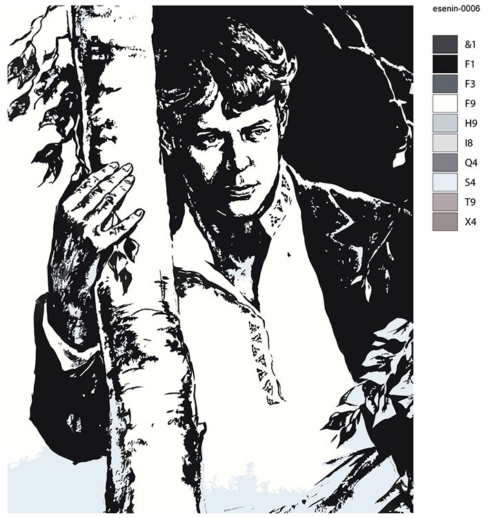 Картина по номерам «Поэт Сергей Есенин обнимает березку 2» — картинка 2