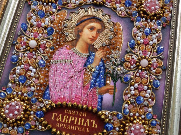 Набор для вышивания хрустальными камнями «Архангел Гавриил» (золото) — картинка 3