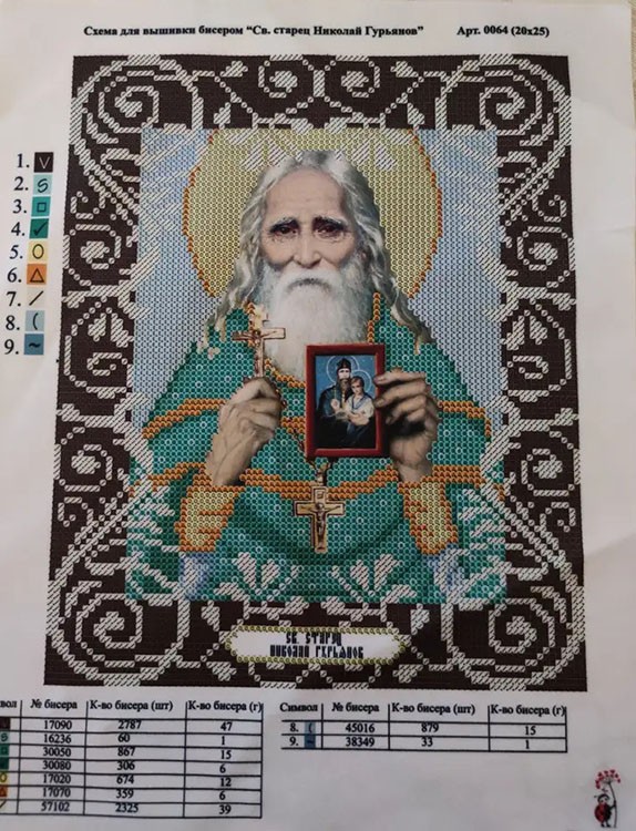 Рисунок на ткани «Святой старец Николай Гурьянов» — картинка 3