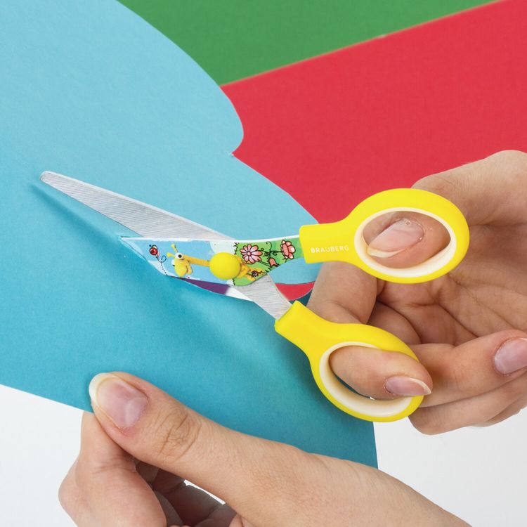 Ножницы Kid Series, 13 см, с цветной печатью «Жирафы», закругленные, Brauberg — картинка 7