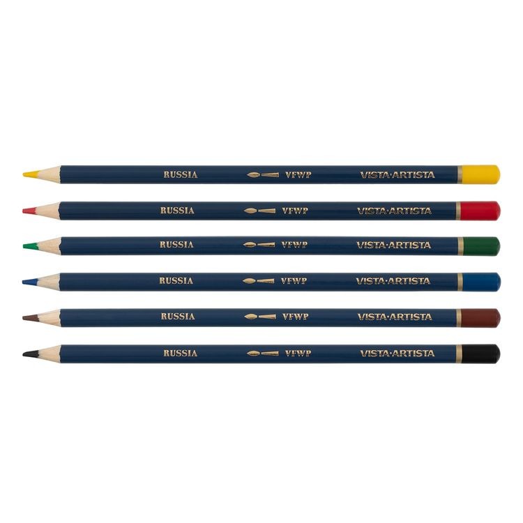 Акварельные карандаши «Fine», заточенные, 10 упаковок по 6 цв., Vista-Artista — картинка 2