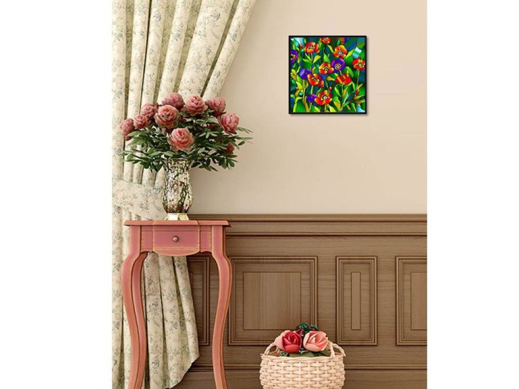 Витраж-раскраска «Маки в стиле Тиффани» — картинка 2