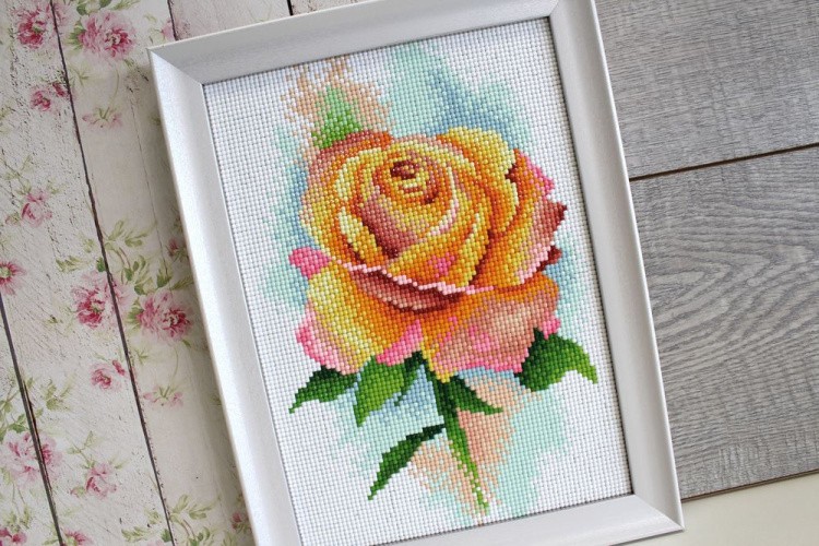 Алмазная вышивка «Желтая роза» — картинка 2