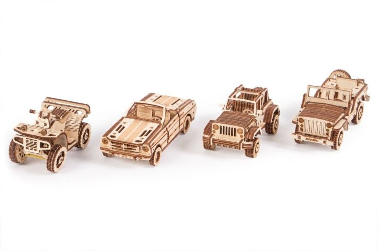 Механический 3D-пазл из дерева Набор машинок, Wood Trick
— картинка 2